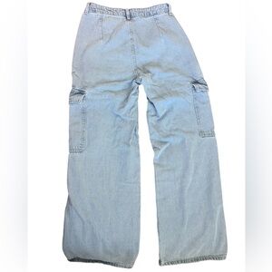 High Waisted Flap Pocket Cargo Jeans